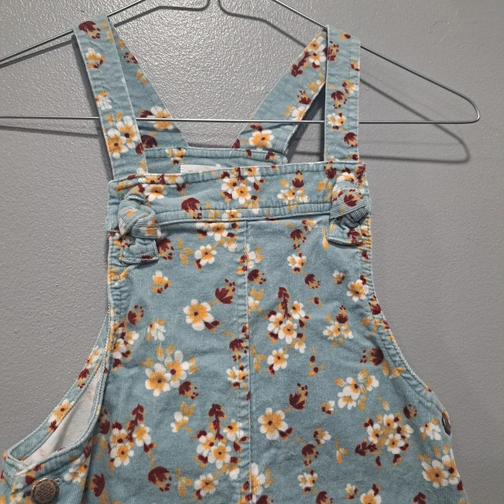 Tahari Girls Blue Floral Corduroy Jumper Dress Sleeveless Overall Size‎ 7